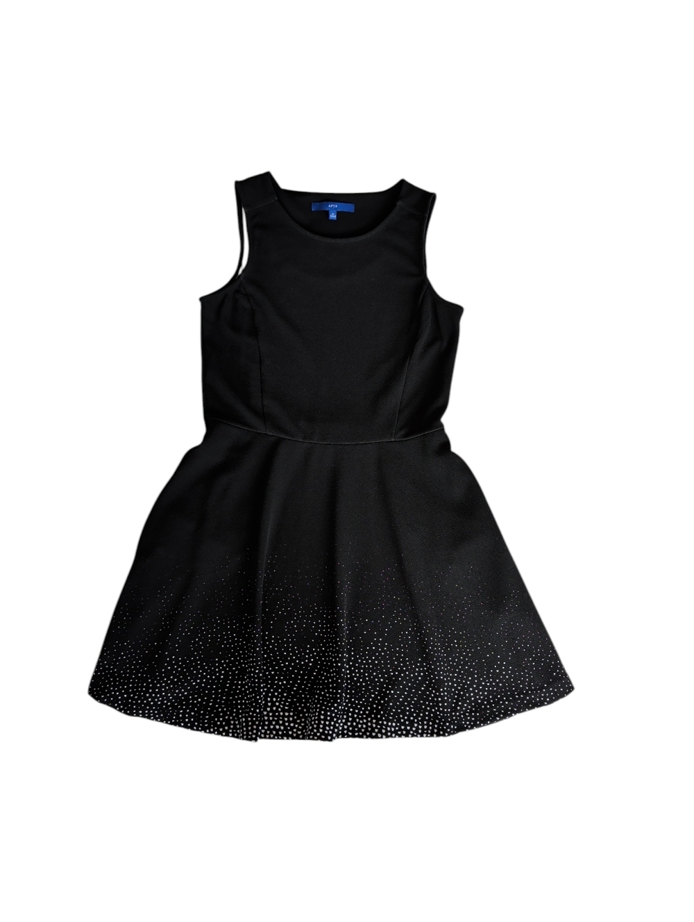 Apt. 9 Sleeveless Speckled Embellished Skater A-Line Dress MEDIUM Black White